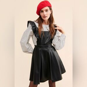 Maeve Ruffled Vegan Leather Mini Dress NWT $160 MSRP